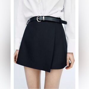 NWT Zara BLACK SKORT WITH BELT